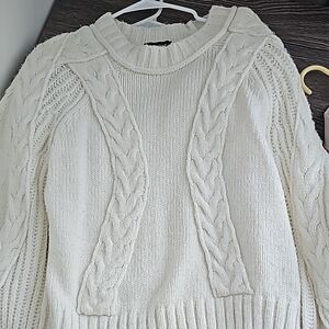 Express Ivory Cable Knit Sweater